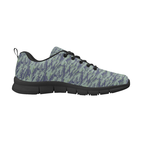 Jungle Tiger Stripe Green Camouflage Women's Breathable Running Shoes/Large (Model 055)