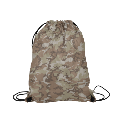 Woodland Desert Brown Camouflage Large Drawstring Bag Model 1604 (Twin Sides)  16.5"(W) * 19.3"(H)