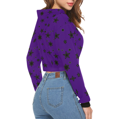 Purple starry sky hoodie All Over Print Crop Hoodie for Women (Model H22)