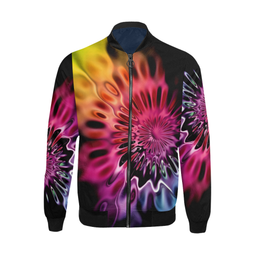 Magic Flower Flames Fractal - Psychedelic Colors All Over Print Bomber Jacket for Men (Model H31)