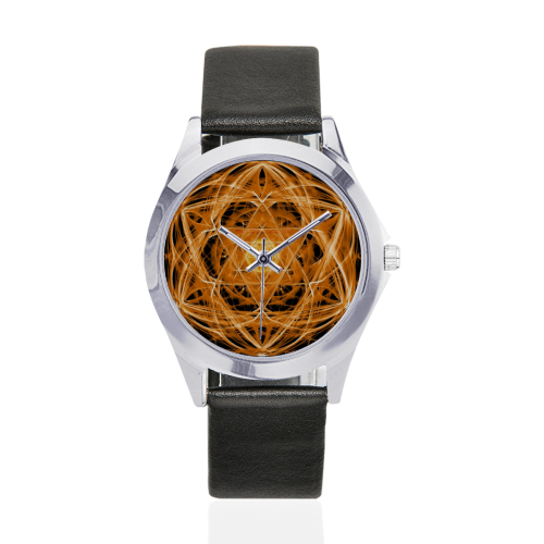אנרגטית-16 Unisex Silver-Tone Round Leather Watch (Model 216)
