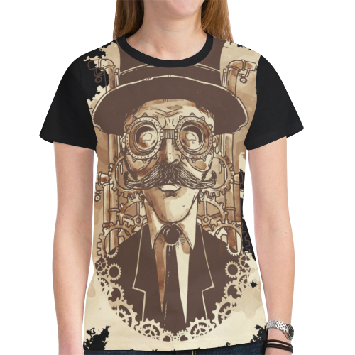 Retro Futurism Steampunk Adventure Gentleman 1 New All Over Print T-shirt for Women (Model T45)