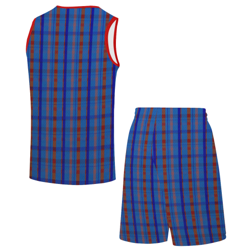 Modern Team Basketball Uniforms Royal Blue plaid style All Over Print Basketball Uniform