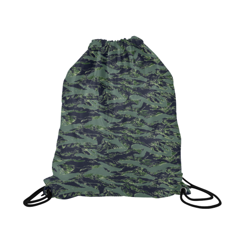 Jungle Tiger Stripe Green Camouflage Large Drawstring Bag Model 1604 (Twin Sides)  16.5"(W) * 19.3"(H)