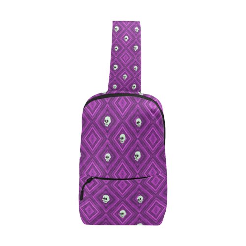 Funny little Skull pattern, purple by JamColors Chest Bag (Model 1678)