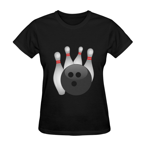 Sports Bowling Ball And Pins  Black Sunny Women's T-shirt (Model T05)