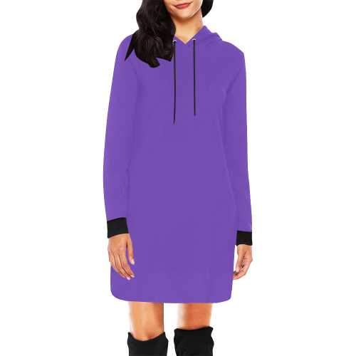 Basic Purple Solid Color All Over Print Hoodie Mini Dress (Model H27)