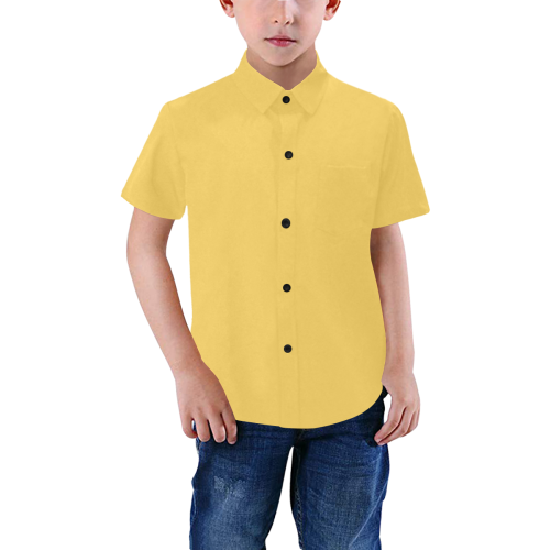 Color Solid Aspen Gold Boys' All Over Print Short Sleeve Shirt (Model T59)