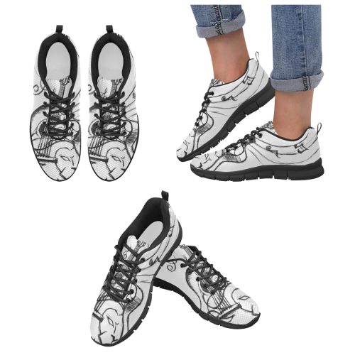 violao arte meu white Women's Breathable Running Shoes (Model 055)