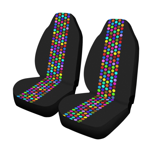 Big Polka Dots Border Multicolored Car Seat Covers (Set of 2)