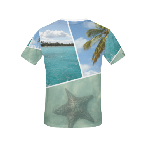 Caribbean Vacation Photo Collage All Over Print T-shirt for Women/Large Size (USA Size) (Model T40)