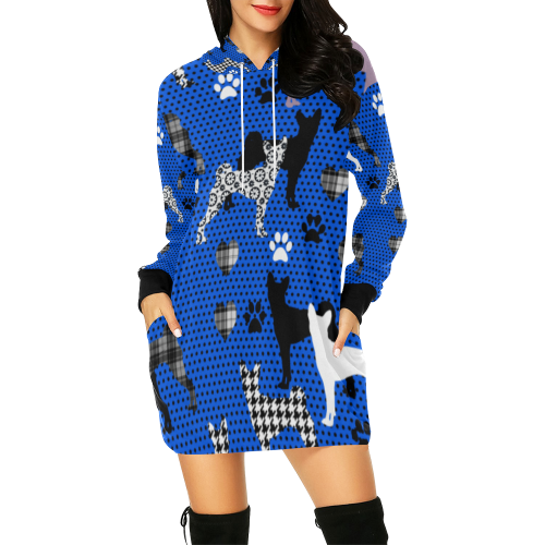 Basenji All Over Print Hoodie Mini Dress (Model H27)