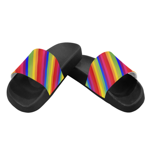 Rainbow Diagonal Stripes Men's Slide Sandals (Model 057)