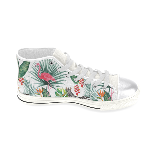 Awesome Flamingo And Zebra Women's Classic High Top Canvas Shoes (Model 017)