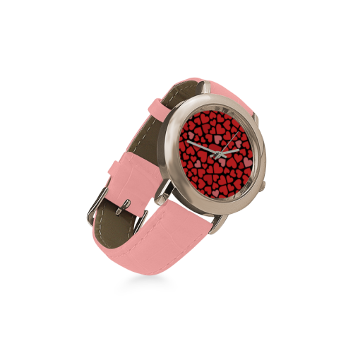 Love pattern BLACK Women's Rose Gold Leather Strap Watch(Model 201)