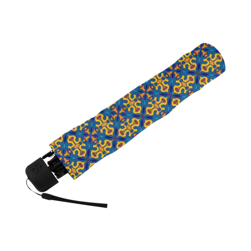 Classic Blue and Gold Batik Pattern Anti-UV Foldable Umbrella (U08)
