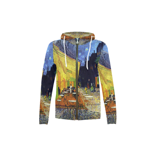 Vincent Willem van Gogh - Cafe Terrace at Night All Over Print Full Zip Hoodie for Kid (Model H14)