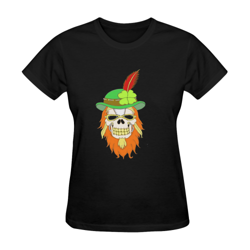 Irish Sugar Skull Black Women's T-Shirt in USA Size (Two Sides Printing)
