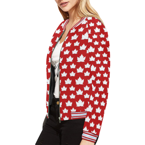 Cute Canada Bomber Jackets All Over Print Bomber Jacket for Women (Model H21)