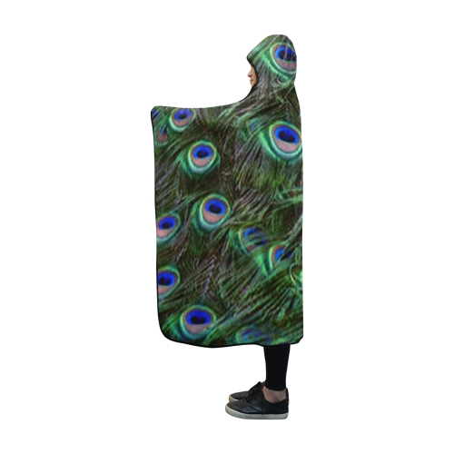 Peacock Feathers Hooded Blanket 60''x50''