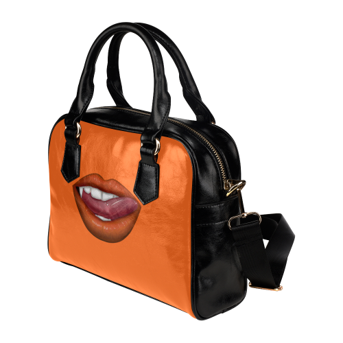 Orange - Vampire Lips Shoulder Handbag (Model 1634)