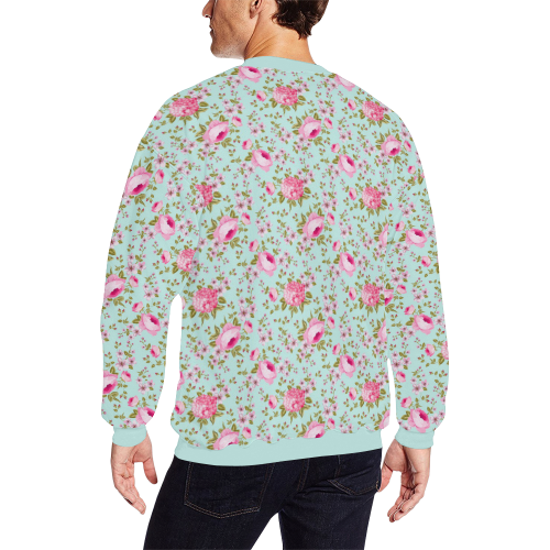 Peony Pattern All Over Print Crewneck Sweatshirt for Men (Model H18)