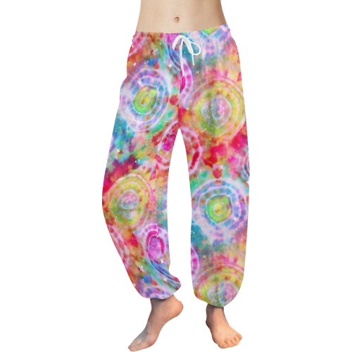 Rainbow Tie Dye Cosmos Women's All Over Print Harem Pants (Model L18)