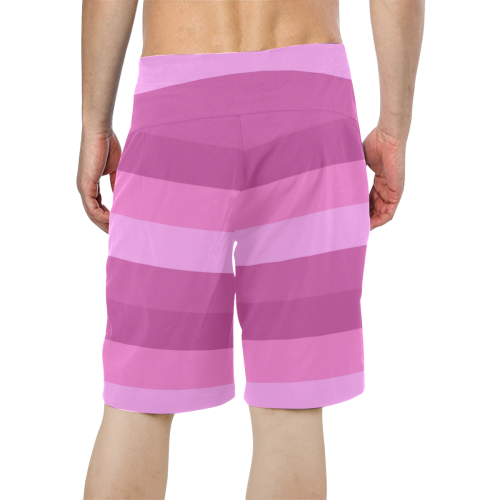 Shades Of Pink Stripes Men's All Over Print Board Shorts (Model L16)