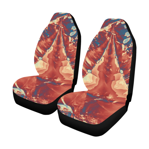 Abstract Fractal Painting - dark red blue beige Car Seat Covers (Set of 2)