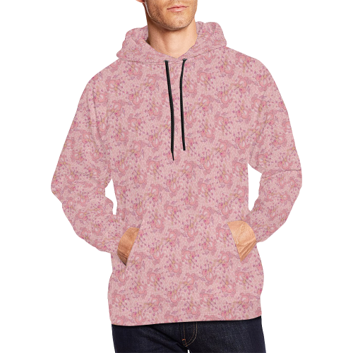 Cat with Violin Pattern All Over Print Hoodie for Men/Large Size (USA Size) (Model H13)