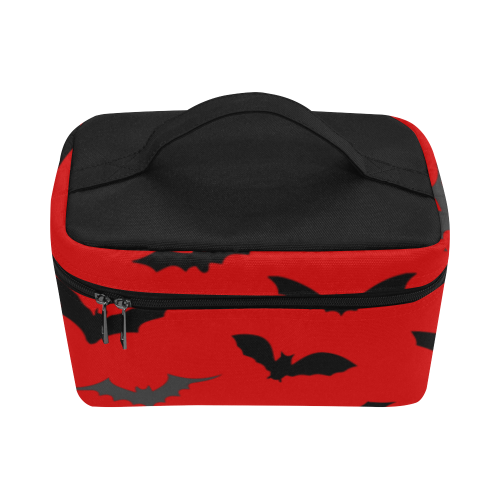 Bats HALLOWEEN Pattern RED Cosmetic Bag/Large (Model 1658)
