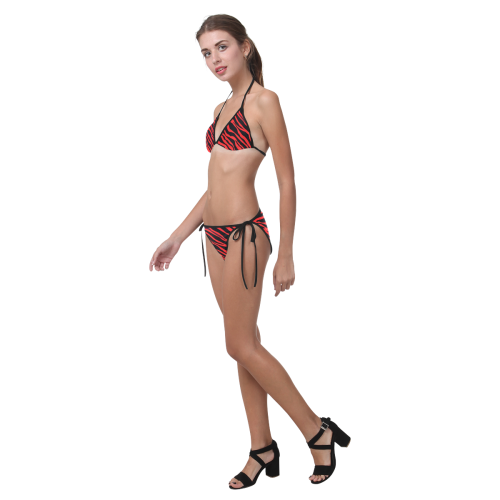 Red Zebra Stripes Custom Bikini Swimsuit (Model S01)