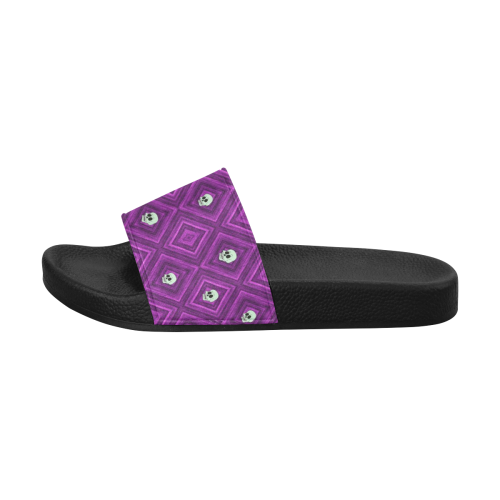 Funny little Skull pattern, purple by JamColors Women's Slide Sandals (Model 057)
