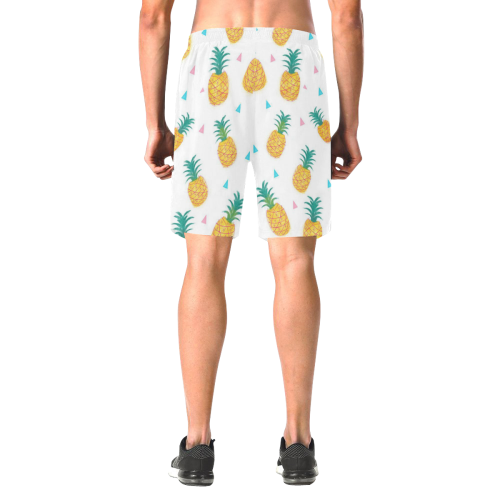 White pineapple Men's All Over Print Elastic Beach Shorts (Model L20)