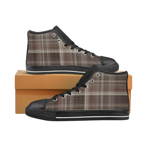 brownplaid Men’s Classic High Top Canvas Shoes (Model 017)