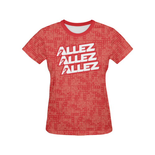 Allez Allez Allez Red All Over Print T-shirt for Women/Large Size (USA Size) (Model T40)