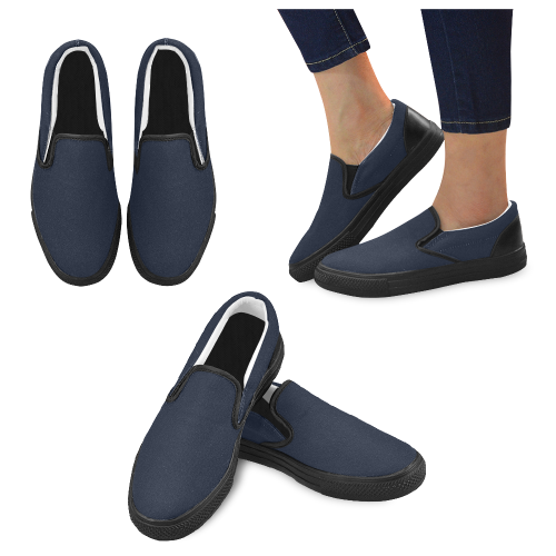 Navy Blue Men's Slip-on Canvas Shoes (Model 019)