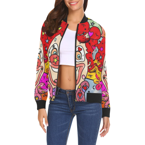 Clown Popart by Nico Bielow All Over Print Bomber Jacket for Women (Model H19)