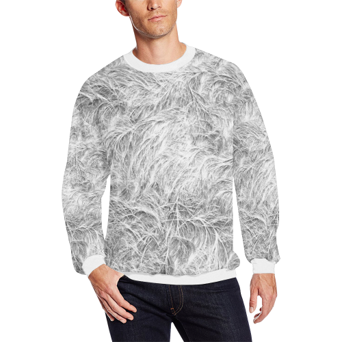Fur Texture Men's Oversized Fleece Crew Sweatshirt/Large Size(Model H18)
