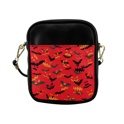 Pumpkin Faces HALLOWEEN RED Sling Bag (Model 1627)