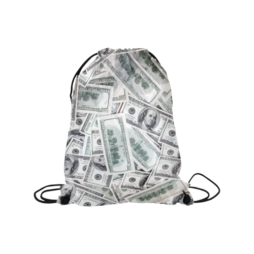 Cash Money / Hundred Dollar Bills Medium Drawstring Bag Model 1604 (Twin Sides) 13.8"(W) * 18.1"(H)