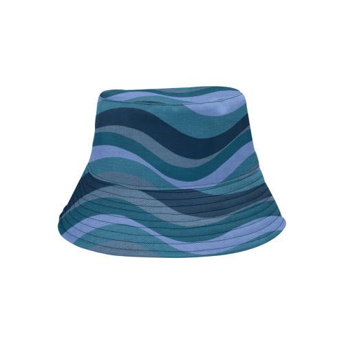 Shades Of Turquoise Waves All Over Print Bucket Hat