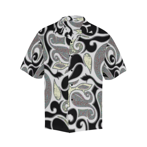 abstract doodle in black and white Hawaiian Shirt (Model T58)
