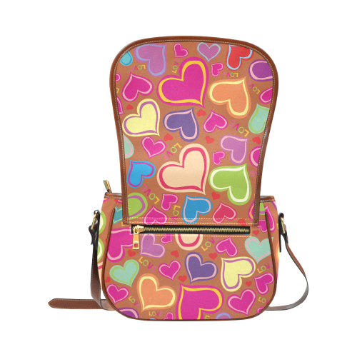 cute hearts background Saddle Bag/Large (Model 1649)
