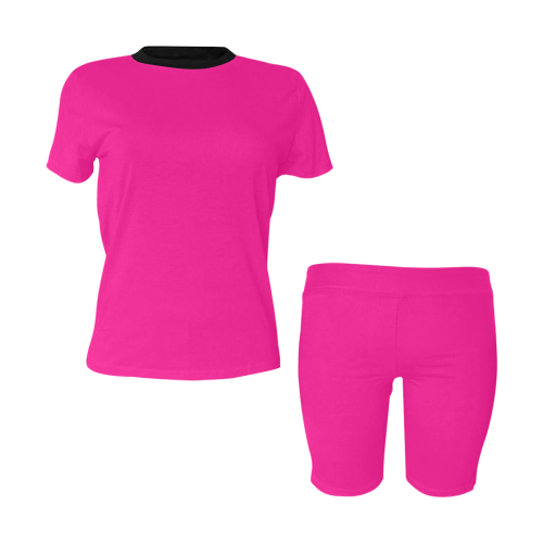 color deep pink Women's Short Yoga Set