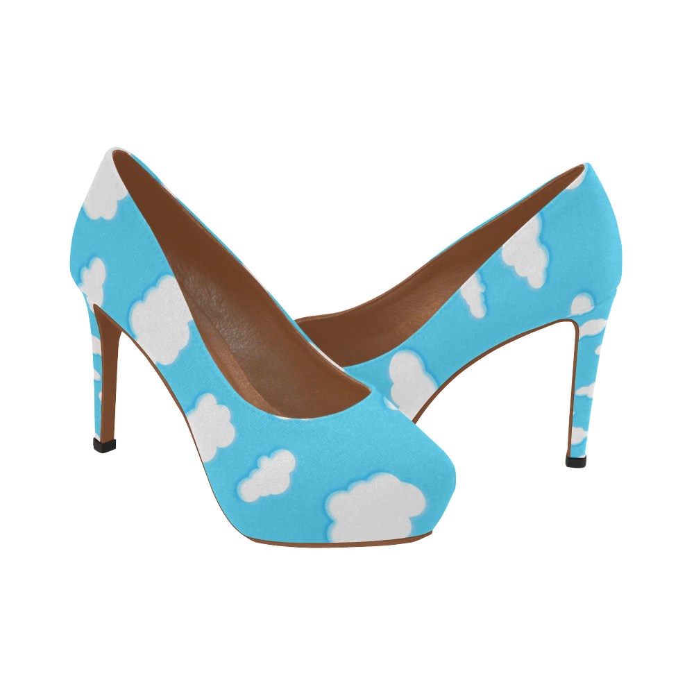 blue fluffy heels