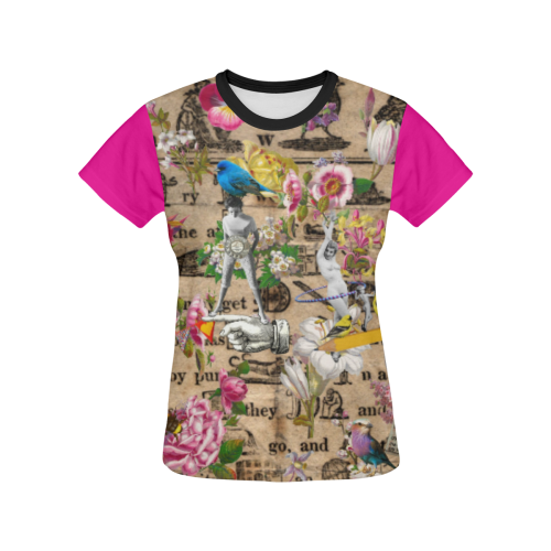 Busy Day (pink) All Over Print T-shirt for Women/Large Size (USA Size) (Model T40)