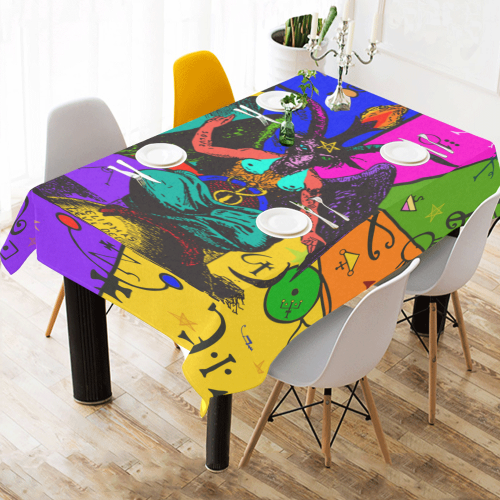 Awesome Baphomet Popart Cotton Linen Tablecloth 60"x 84"