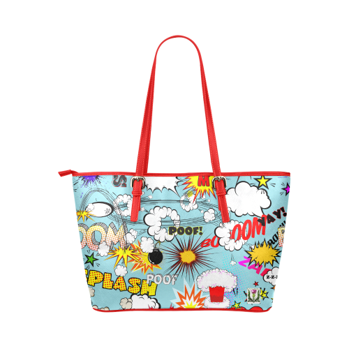Fairlings Delight's Pop Art Collection- Comic Bubbles 53086n2R Leather Tote Bag/Small Leather Tote Bag/Small (Model 1651)