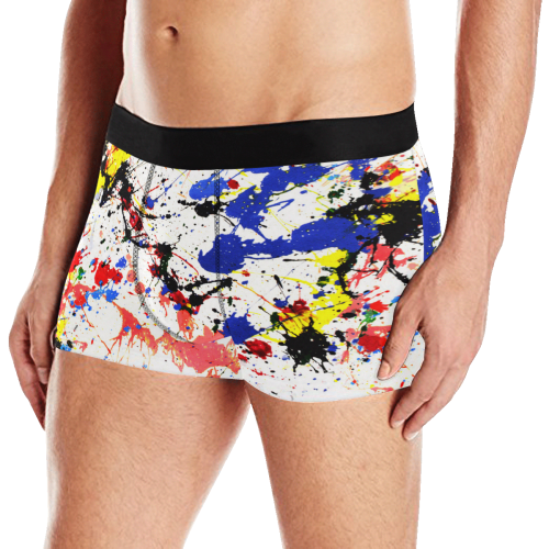 Blue and Red Paint Splatter Men's Boxer Briefs with Merged Design (Model  L10)